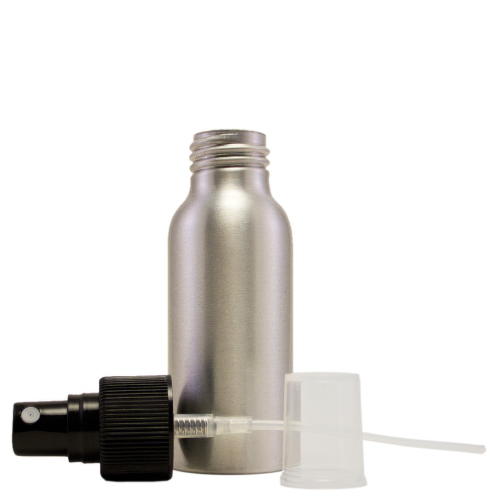 GreenHealth 2 oz Aluminum Refillable Travel Spray Bottle with Black Sprayer (Pack of 2) Avelisse