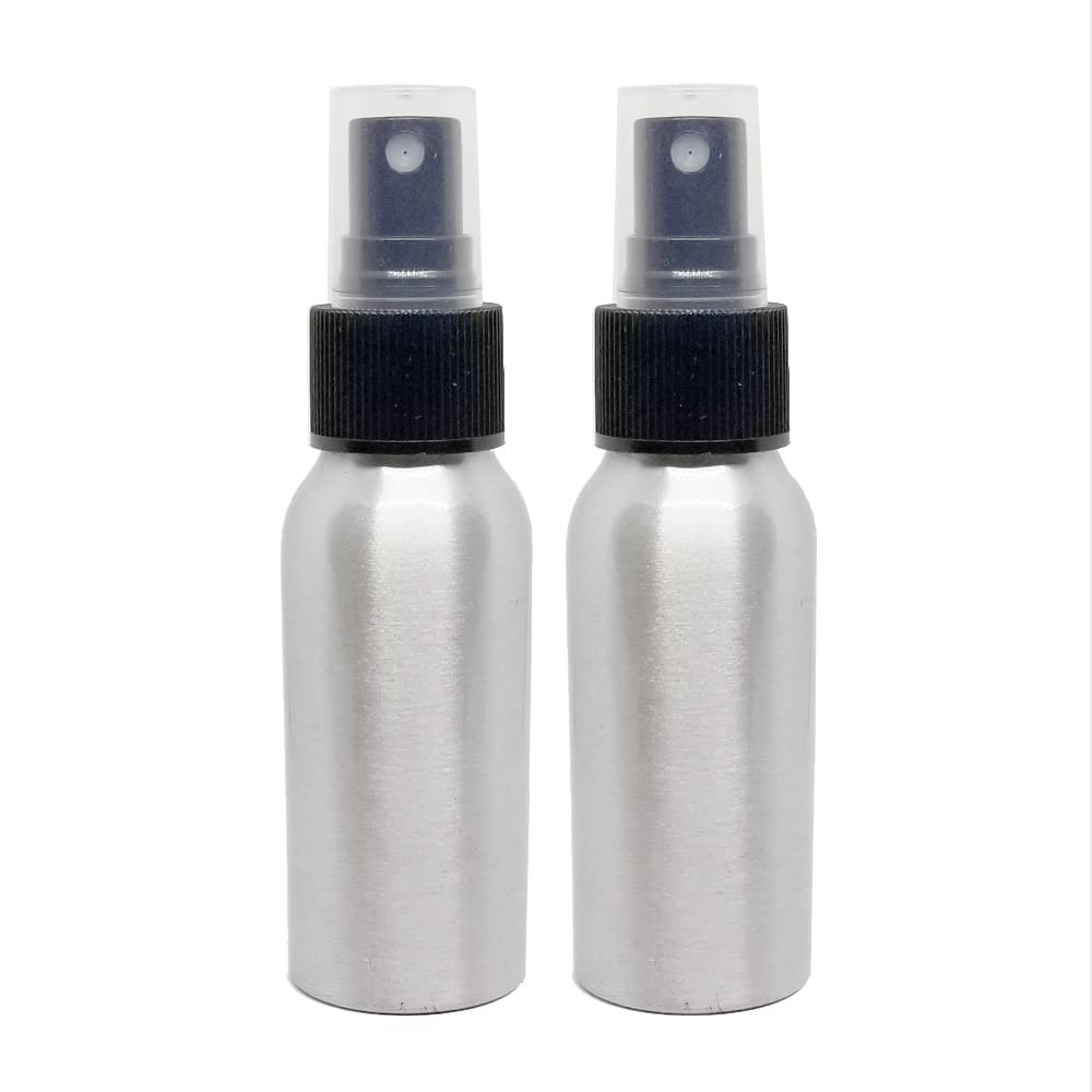 GreenHealth 2 oz Aluminum Refillable Travel Spray Bottle with Black Sprayer (Pack of 2) Avelisse