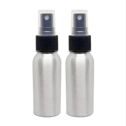 GreenHealth 2 oz Aluminum Refillable Travel Spray Bottle with Black Sprayer (Pack of 2) Avelisse
