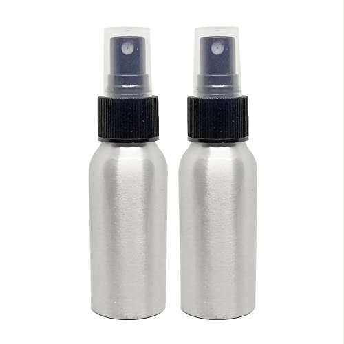 GreenHealth 2 oz Aluminum Refillable Travel Spray Bottle with Black Sprayer (Pack of 2) Avelisse