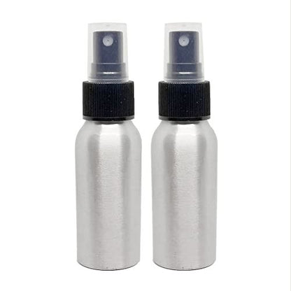 GreenHealth 2 oz Aluminum Refillable Travel Spray Bottle with Black Sprayer (Pack of 2) Avelisse