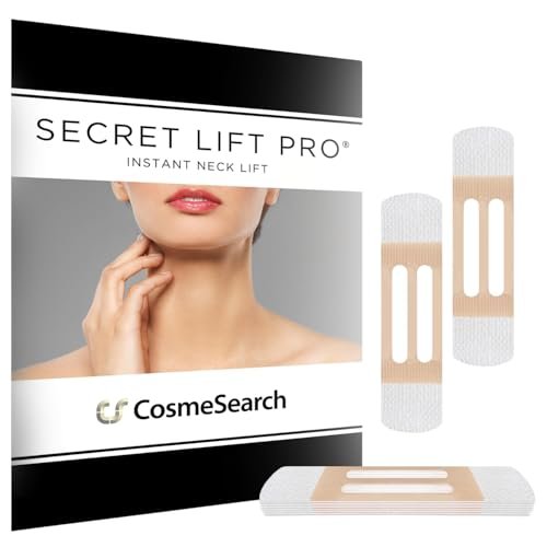 Secret Lift Pro Instant Neck Lift Tapes - 12 Count Pre-Assembled Neck Bands for Jaw, Jowl & Neck Lift - Hypoallergenic Medical Grade Skin Tightening Tape - görsel 1