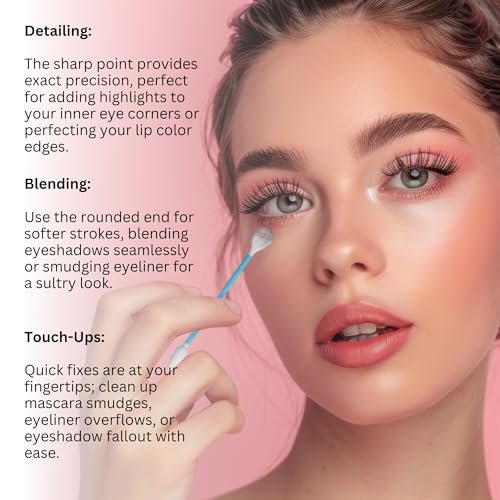 Fran Wilson Eye Tees Cotton Tips 80 Count (2 Pack) - Precision Makeup Applicator with Pointed and Rounded Ends - görsel 12