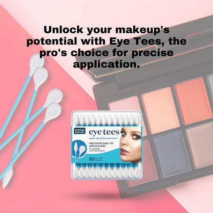 Fran Wilson Eye Tees Cotton Tips 80 Count (2 Pack) - Precision Makeup Applicator with Pointed and Rounded Ends