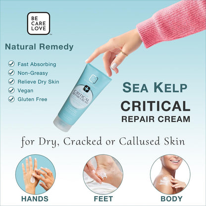 BCL Spa Critical Repair Cream with Organic Arnica Flower + Sea Kelp - Intensely Hydrating Argan Oil & Shea Butter for Dry, Cracked Feet - 7 Fl Oz