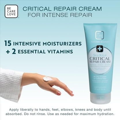 BCL Spa Critical Repair Cream with Organic Arnica Flower + Sea Kelp - Intensely Hydrating Argan Oil & Shea Butter for Dry, Cracked Feet - 7 Fl Oz