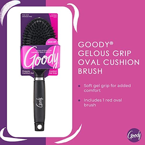 Goody Oval Hair Brush with Gelous Grip – Ion Infused Bristles for Frizz-Free Glossy Styling, Pain-Free for All Hair Types Avelisse