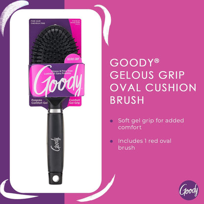 Goody Oval Hair Brush with Gelous Grip – Ion Infused Bristles for Frizz-Free Glossy Styling, Pain-Free for All Hair Types Avelisse