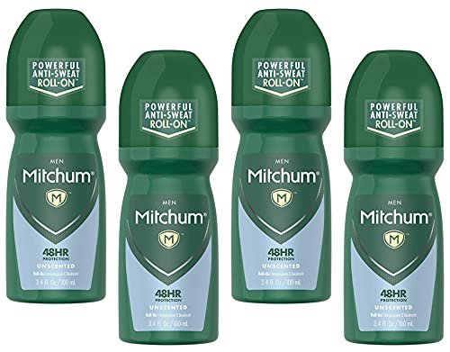 Mitchum Invisible Unscented Anti-Perspirant & Deodorant Roll-On, 3.4 oz (Pack of 4) – Powerful 48-Hour Protection Avelisse