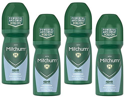 Mitchum Invisible Unscented Anti-Perspirant & Deodorant Roll-On, 3.4 oz (Pack of 4) – Powerful 48-Hour Protection Avelisse