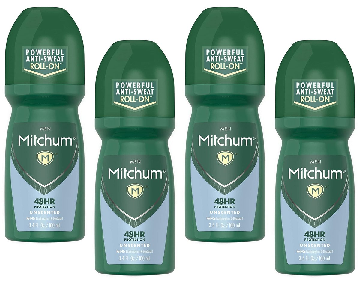 Mitchum Invisible Unscented Anti-Perspirant & Deodorant Roll-On, 3.4 oz (Pack of 4) – Powerful 48-Hour Protection Avelisse