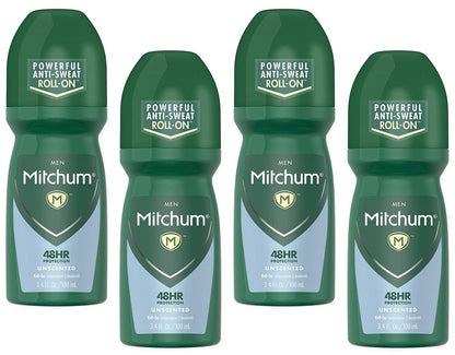 Mitchum Invisible Unscented Anti-Perspirant & Deodorant Roll-On, 3.4 oz (Pack of 4) – Powerful 48-Hour Protection Avelisse