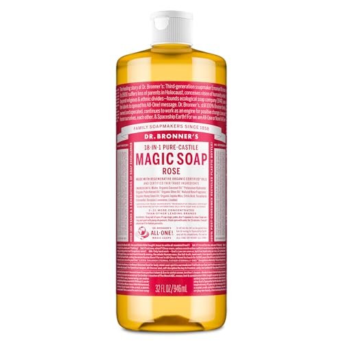 Dr. Bronner's Pure-Castile Liquid Soap - Rose, 32 oz - Regenerative Organic Certified, 18-in-1 Uses - görsel 2