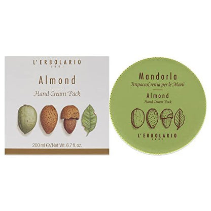 L'Erbolario Almond Hand Cream - Moisturizing Hand Lotion with Almond Oil & Extract, Sweet Amber Fragrance - 6.7 oz
