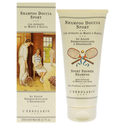L'Erbolario Sport Shower Shampoo – Gentle 2-in-1 Cleanser for Hair and Body, Daily Use for Gym, Pool & Sauna, 6.7 oz