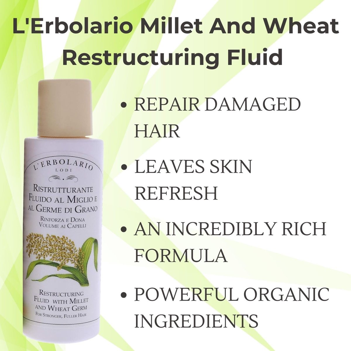 L'Erbolario Millet and Wheat Restructuring Fluid - Hair Serum for Stronger, Fuller Hair - 3.38 oz - görsel 5
