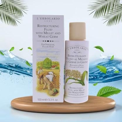 L'Erbolario Millet and Wheat Restructuring Fluid - Hair Serum for Stronger, Fuller Hair - 3.38 oz