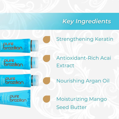 Pure Brazilian 4-Piece Essential Travel Size Kit: Anti-Frizz Shampoo, Conditioner, Serum & Masque Avelisse