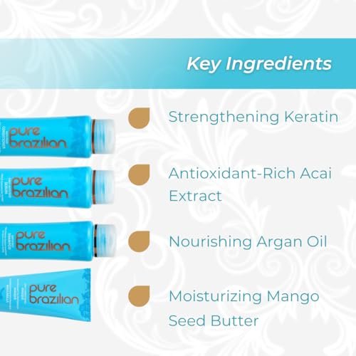 Pure Brazilian 4-Piece Essential Travel Size Kit: Anti-Frizz Shampoo, Conditioner, Serum & Masque Avelisse