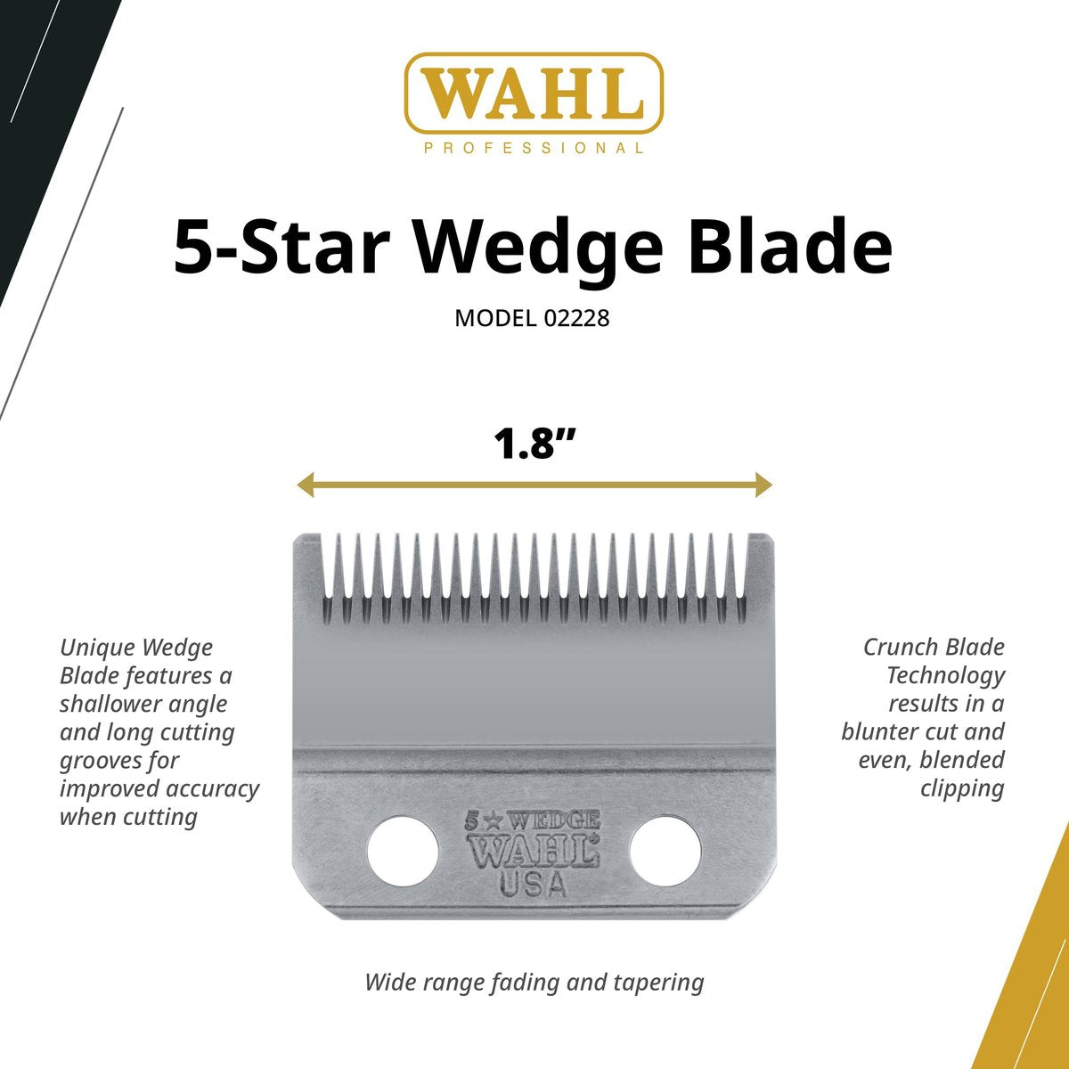 Wahl Professional Wedge Blade – High-Precision Stainless Steel Replacement for 5-Star Legend Clippers (3-Piece Set) Avelisse