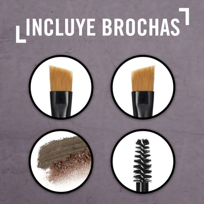 Rimmel Brow This Way Sculpting Kit - Dark Brown - Eyebrow Powder & Wax for Perfectly Defined Brows