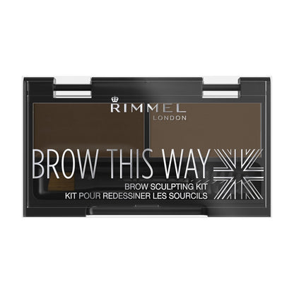 Rimmel Brow This Way Sculpting Kit - Dark Brown - Eyebrow Powder & Wax for Perfectly Defined Brows