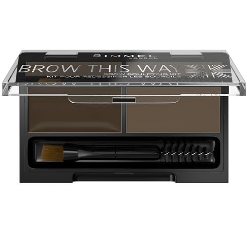 Rimmel Brow This Way Sculpting Kit - Dark Brown - Eyebrow Powder & Wax for Perfectly Defined Brows - görsel 4