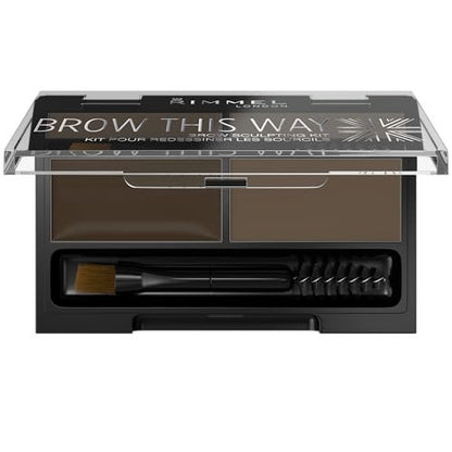 Rimmel Brow This Way Sculpting Kit - Dark Brown - Eyebrow Powder & Wax for Perfectly Defined Brows