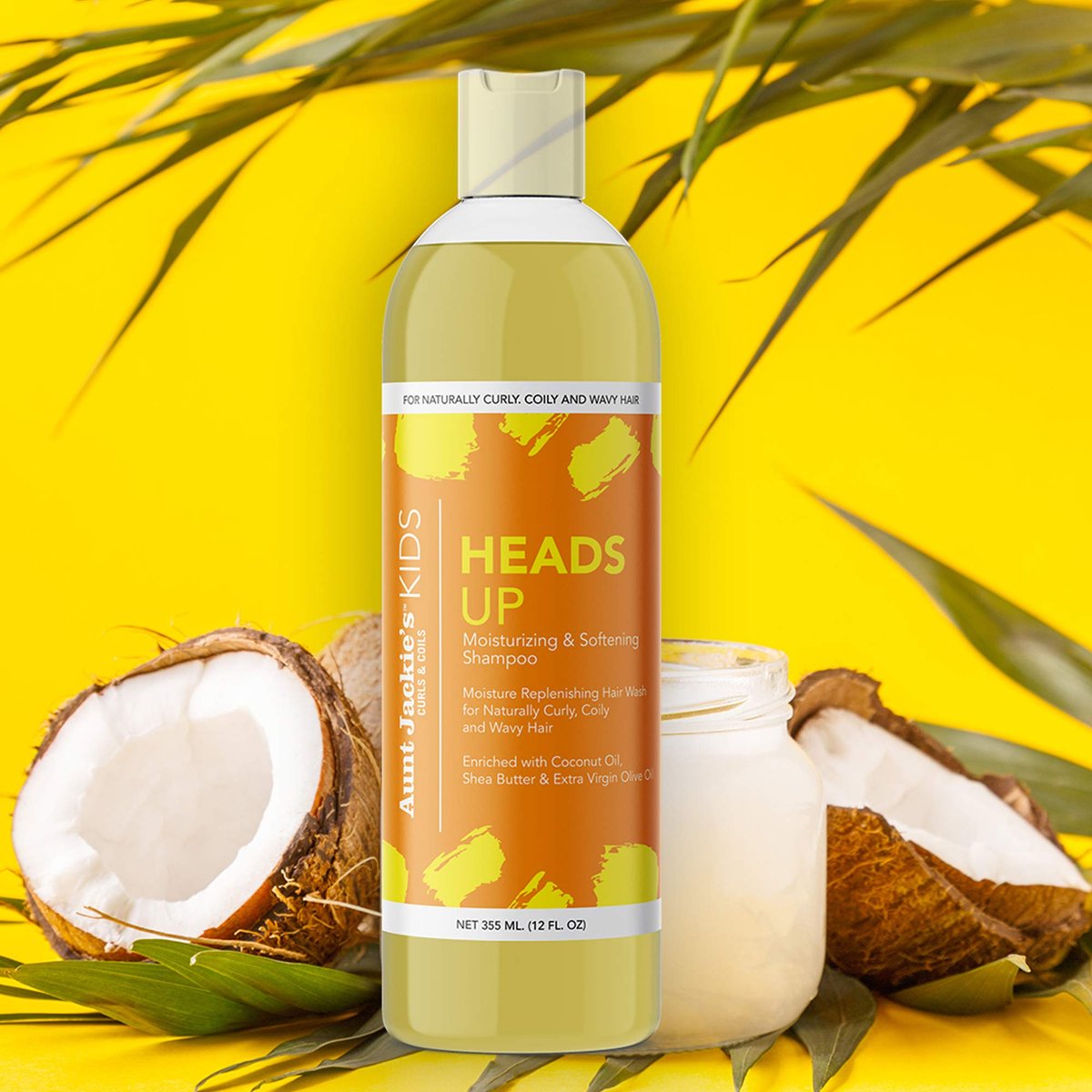 Aunt Jackie's Kids Heads Up Moisturizing & Hair Softening Shampoo for Curly, Coily & Wavy Hair, 12 oz Avelisse