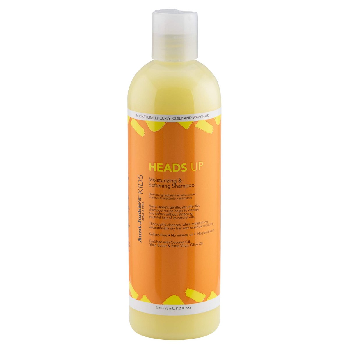Aunt Jackie's Kids Heads Up Moisturizing & Hair Softening Shampoo for Curly, Coily & Wavy Hair, 12 oz Avelisse