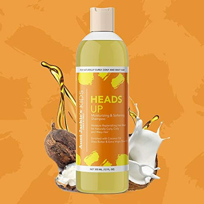 Aunt Jackie's Kids Heads Up Moisturizing & Hair Softening Shampoo for Curly, Coily & Wavy Hair, 12 oz Avelisse