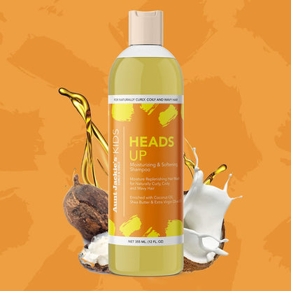Aunt Jackie's Kids Heads Up Moisturizing & Hair Softening Shampoo for Curly, Coily & Wavy Hair, 12 oz Avelisse