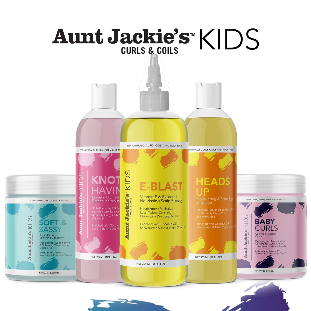 Aunt Jackie's Kids Heads Up Moisturizing & Hair Softening Shampoo for Curly, Coily & Wavy Hair, 12 oz Avelisse