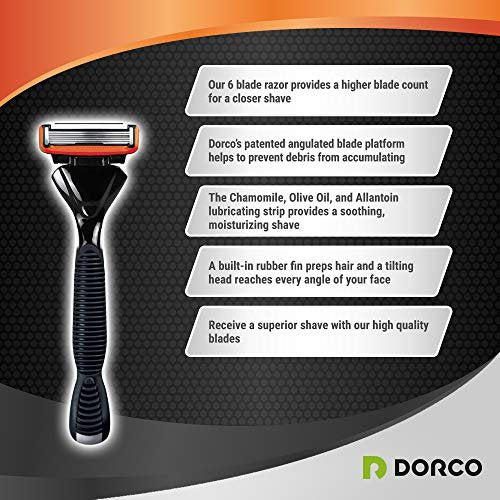 Dorco Pace 6 Six-Blade Razor System – 10 Cartridges + 1 Handle, Value Pack Avelisse