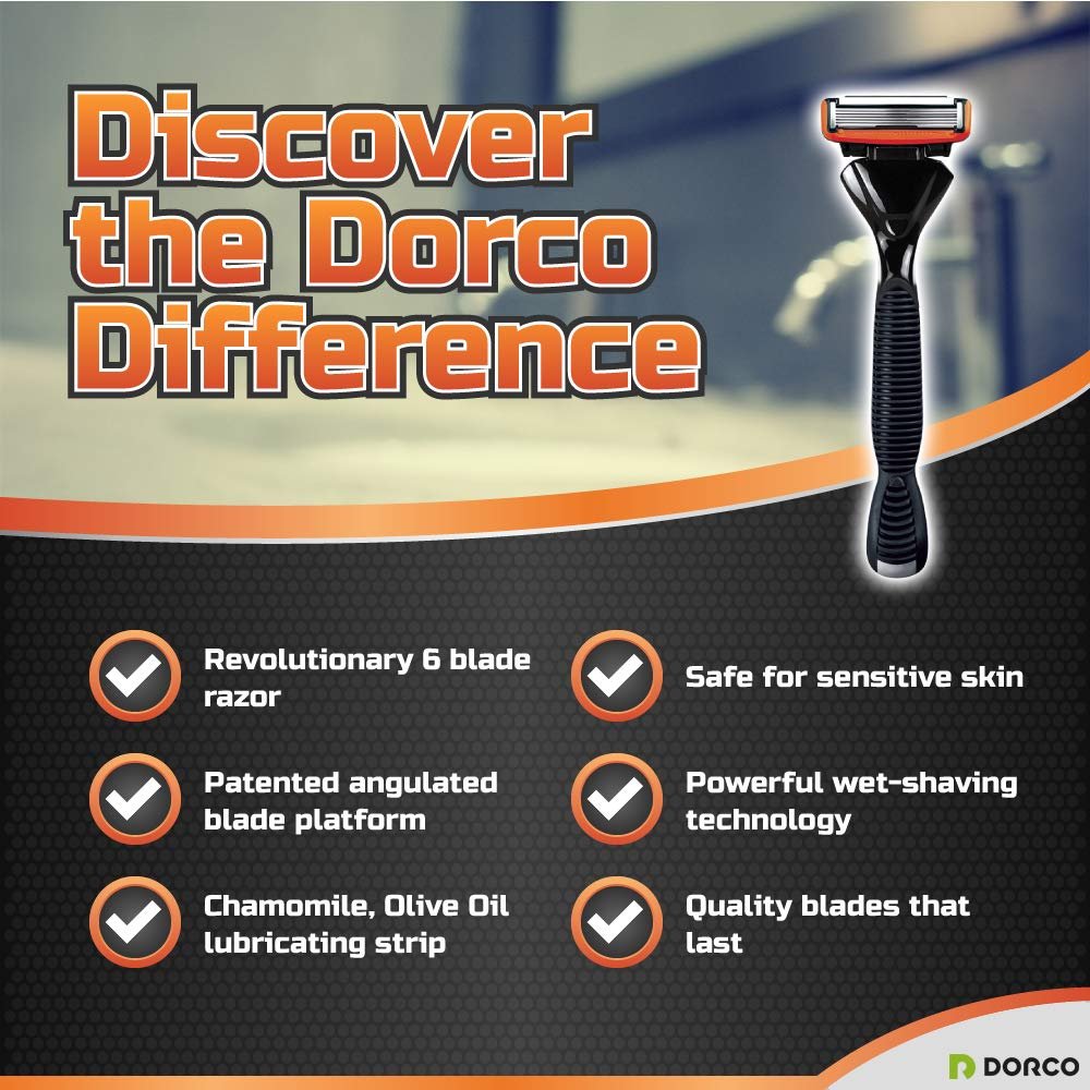 Dorco Pace 6 Six-Blade Razor System – 10 Cartridges + 1 Handle, Value Pack Avelisse