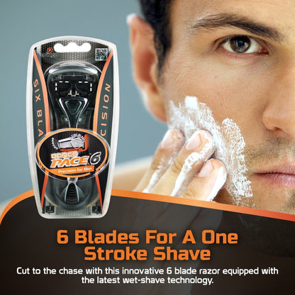 Dorco Pace 6 Six-Blade Razor System – 10 Cartridges + 1 Handle, Value Pack Avelisse