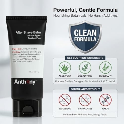 Anthony After Shave Balm for Men - Cooling & Hydrating Aftershave Lotion with Vitamins A, C & E, Aloe Vera & Botanical Extracts - Soothes, Moisturizes & Nourishes Skin, Reduces Razor Burn - 3 fl oz Avelisse