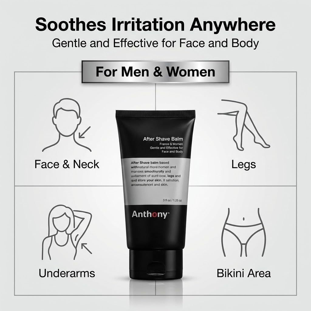 Anthony After Shave Balm for Men - Cooling & Hydrating Aftershave Lotion with Vitamins A, C & E, Aloe Vera & Botanical Extracts - Soothes, Moisturizes & Nourishes Skin, Reduces Razor Burn - 3 fl oz Avelisse