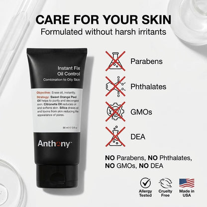 Anthony Instant Fix Oil Control for Men – Mattifying Lotion, Moisturizer & Pore Minimizer – Instantly Eliminates Shine, 3 Fl Oz Avelisse