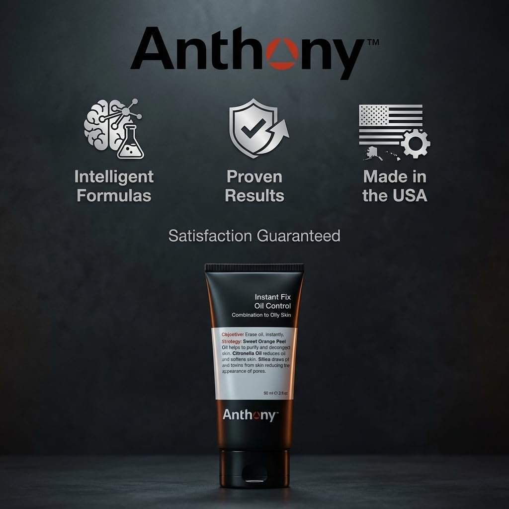 Anthony Instant Fix Oil Control for Men – Mattifying Lotion, Moisturizer & Pore Minimizer – Instantly Eliminates Shine, 3 Fl Oz Avelisse