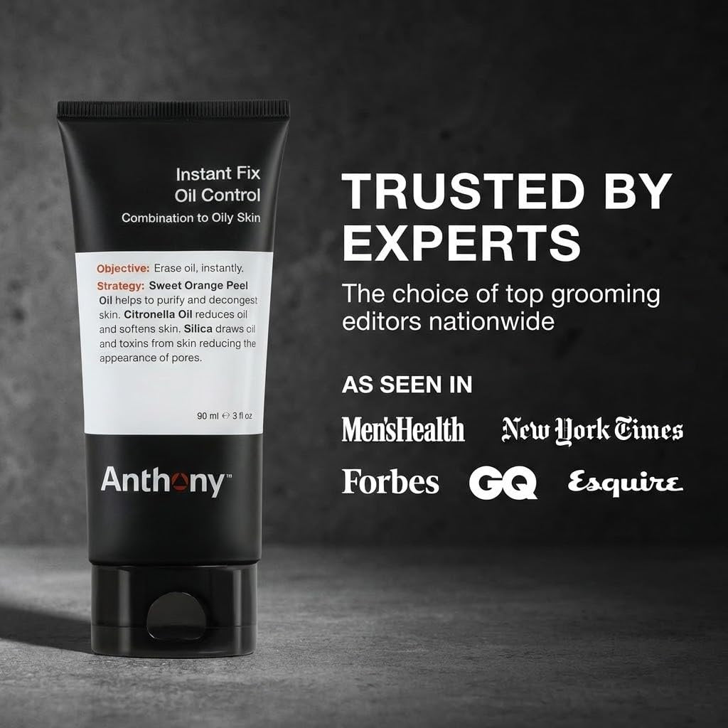 Anthony Instant Fix Oil Control for Men – Mattifying Lotion, Moisturizer & Pore Minimizer – Instantly Eliminates Shine, 3 Fl Oz Avelisse
