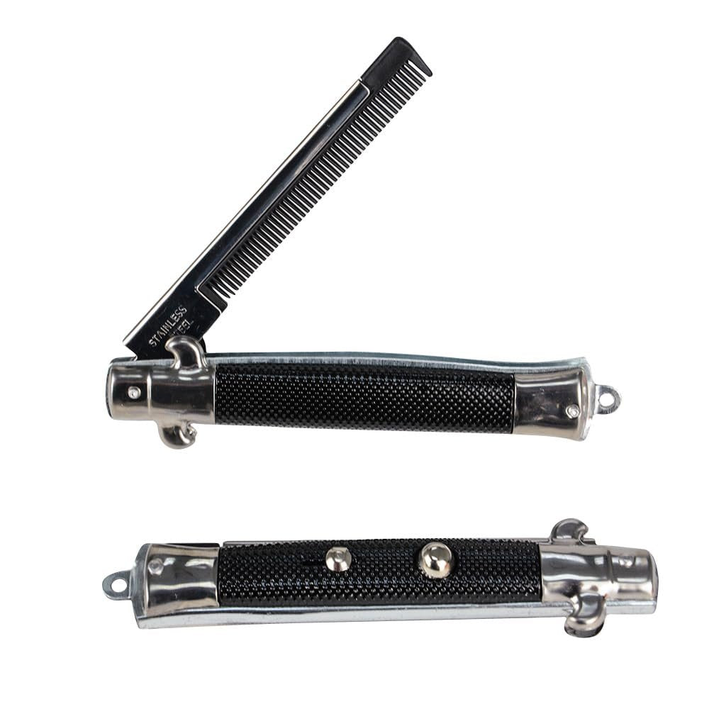 Stainless Steel Switch-Blade Folding Pocket Comb – 9 Inch, One Piece - görsel 4