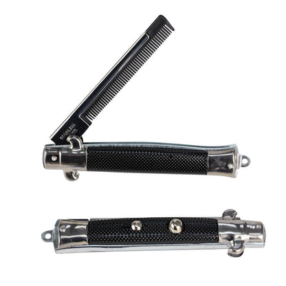 Stainless Steel Switch-Blade Folding Pocket Comb – 9 Inch, One Piece
