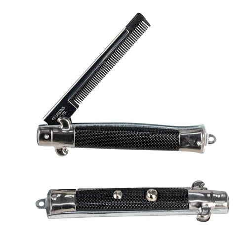 Stainless Steel Switch-Blade Folding Pocket Comb – 9 Inch, One Piece - görsel 3