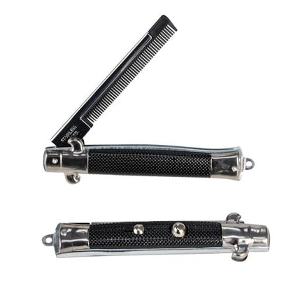 Stainless Steel Switch-Blade Folding Pocket Comb – 9 Inch, One Piece