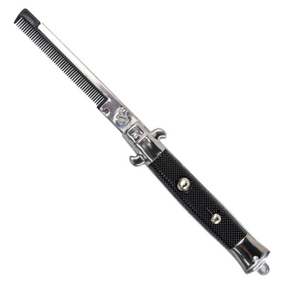 Stainless Steel Switch-Blade Folding Pocket Comb – 9 Inch, One Piece