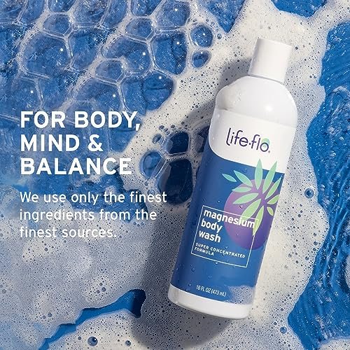 LIFE-FLO Magnesium Body Wash – Refreshing Peppermint & Rosemary Liquid Soap with Magnesium Chloride from the Zechstein Seabed, 16 oz Avelisse