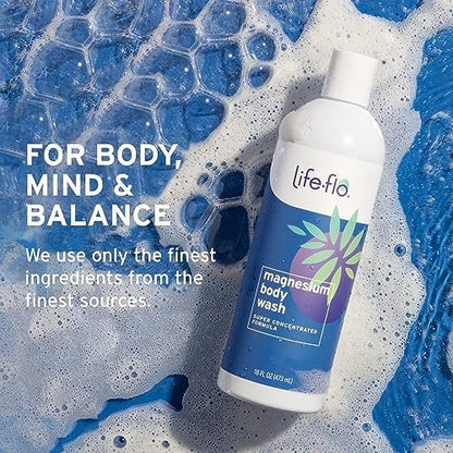 LIFE-FLO Magnesium Body Wash – Refreshing Peppermint & Rosemary Liquid Soap with Magnesium Chloride from the Zechstein Seabed, 16 oz Avelisse