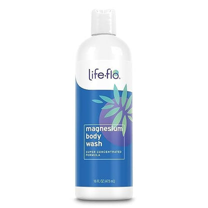 LIFE-FLO Magnesium Body Wash – Refreshing Peppermint & Rosemary Liquid Soap with Magnesium Chloride from the Zechstein Seabed, 16 oz Avelisse