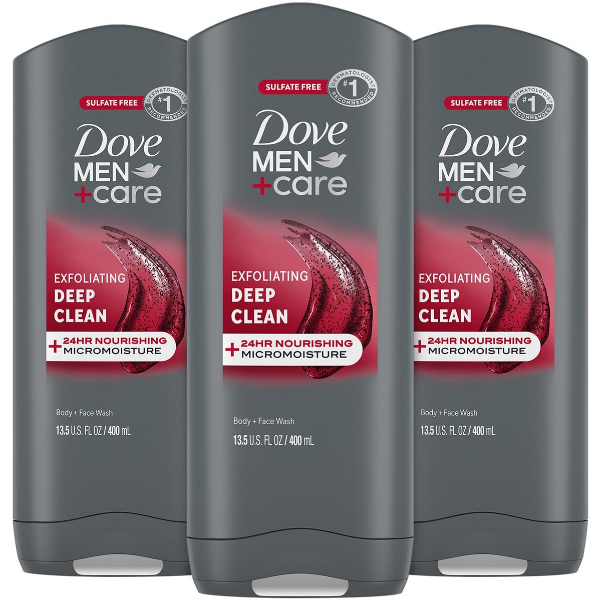 Dove Men+Care Body + Face Wash 3-Pack – Exfoliating Deep Clean with 24HR Nourishing MicroMoisture, Citrus & Cedarwood Scent, 13.5 Oz Each Avelisse